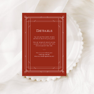 Tarjeta De Recepción Deco moderno   Detalles del invitado del Boda rojo