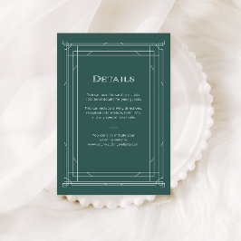 Tarjeta De Recepción Deco moderno | Detalles del invitado del Boda Verd