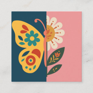 Tarjeta De Recepción Decoración de mariposa colorida con elementos flor