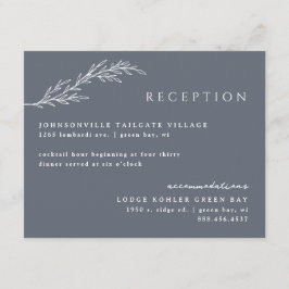 Tarjeta De Recepción Deep Steel Blue Modern Stenciled Botanics Details