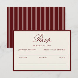 Tarjeta De Recepción Deep Wine Old Money Wedding RSVP Card