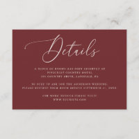 Deep Wine Red Wedding Details | Accommodation
