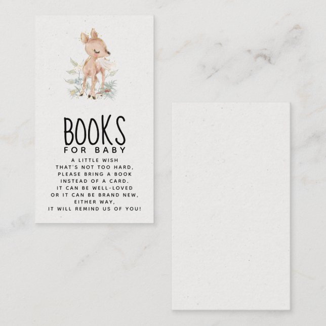 Tarjeta De Recepción Deer Baby Shower Books for Baby Enclosure Card (Anverso / Reverso)