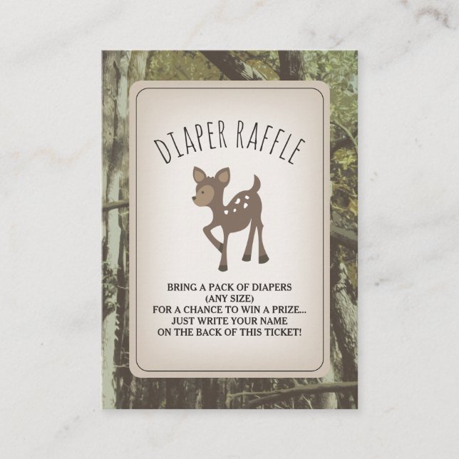 Tarjeta De Recepción Deer Camouflage Baby Shower Diaper Raffle (Anverso)