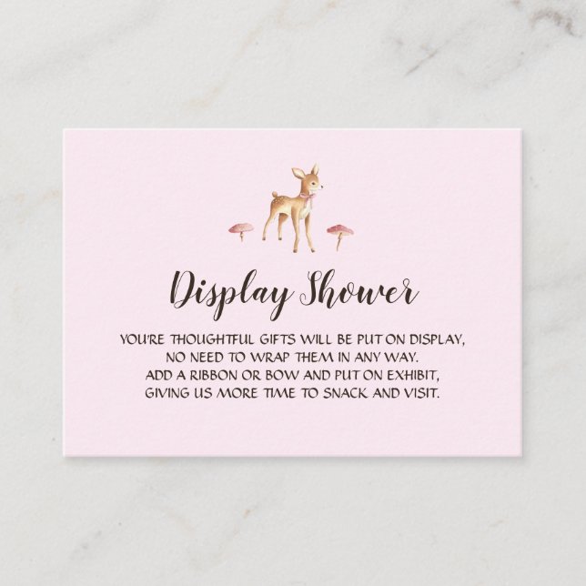 Tarjeta De Recepción Deer Chica acuático con ducha de pantalla de hongo (Anverso)