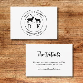 Tarjeta De Recepción Deer Monograma País Rústico Nombre de pareja matri