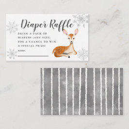Tarjeta De Recepción Deer Winter Baby Shower Gray Diaper Raffle Ticket