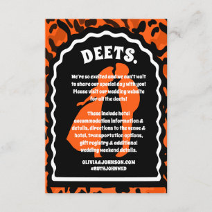 Tarjeta De Recepción Deets Naranja moderno Leopard Print