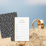 Tarjeta De Recepción Deja los deseos del tema Boda a novia y novio<br><div class="desc">Nuestra Tarjeta de Alojamiento de Boda de Saltos, parte de la colección de Invitaciones a Bodas Fronterizas de Patrón de Moda, permite a los invitados dejar notas. Esta tarjeta plana de 5" x 3, 5", en formato retrato con un borde de hoja abstracto negro, permite personalizar el texto para reflejar...</div>