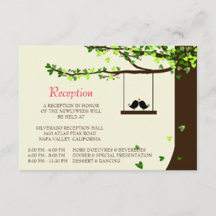 Tarjeta de Recepción del Árbol de Roble de Pájaros