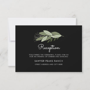 Tarjeta de recepción del Boda de medianoche Sprigs