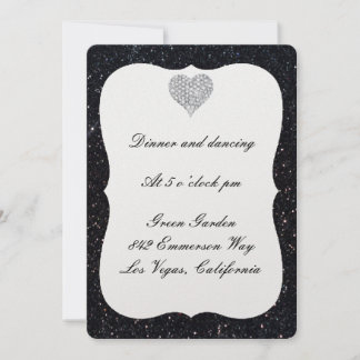 Tarjeta de recepción del corazón del diamante del