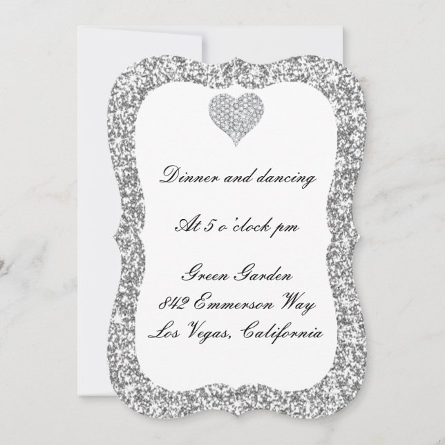 Tarjeta de recepción del corazón del diamante Purp (Anverso)