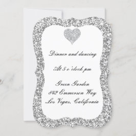 Tarjeta de recepción del corazón del diamante Purp