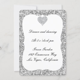 Tarjeta de recepción del corazón del diamante Purp