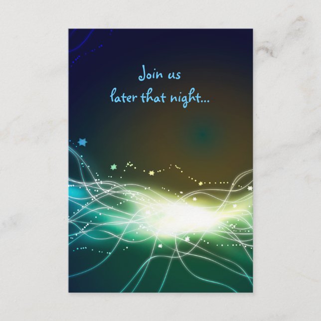 Tarjeta de recepción del Fiesta Mitzvah Neon Star  (Anverso)