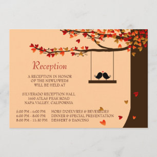 Tarjeta de Recepción del Roble de Pájaros de Amor 