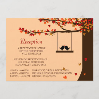 Tarjeta de Recepción del Roble de Pájaros de Amor 