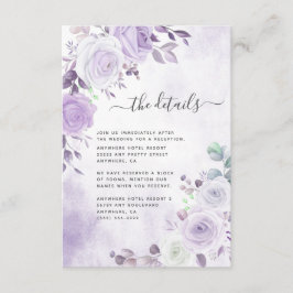 Tarjeta De Recepción Delicada acuarela Lavender Purple Florals