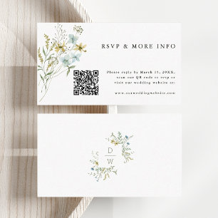 Tarjeta De Recepción Delicada Boda Moderna de Flor Silvestre RSVP