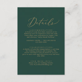 Tarjeta De Recepción Delicada caligrafía de oro | Detalles verdes