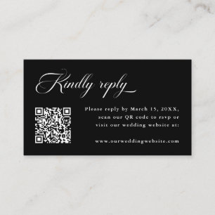 Tarjeta De Recepción Delicada elegante boda negro RSVP