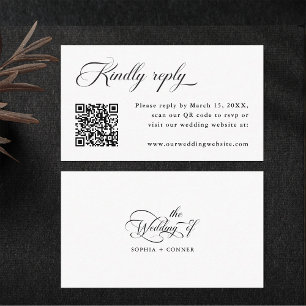 Tarjeta De Recepción Delicada elegante boda RSVP en blanco y negro