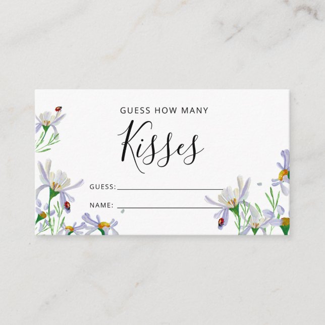 Tarjeta De Recepción Delicada flor silvestre adivina cuántos besos de j (Anverso)