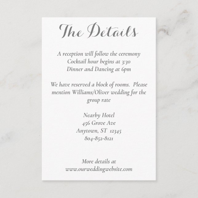 Tarjeta De Recepción Delicada Magnolia Pink & Rubor Details Card (Anverso)