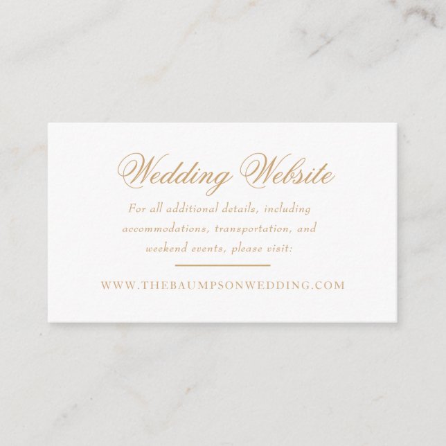 Tarjeta De Recepción Delicada página web de Boda de guiones de marfil y (Anverso)