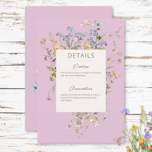 Tarjeta De Recepción Delicado Boda de detalles rosados de Boho Wildflow