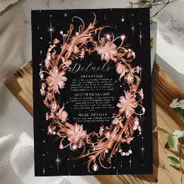 Tarjeta De Recepción Delicado Boda Floral Ornate Negro