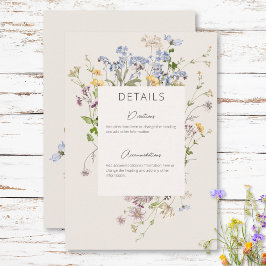 Tarjeta De Recepción Delicado Boho Wildflowers Cream Details Boda