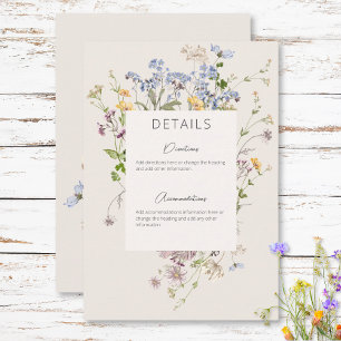 Tarjeta De Recepción Delicado Boho Wildflowers Cream Details Boda