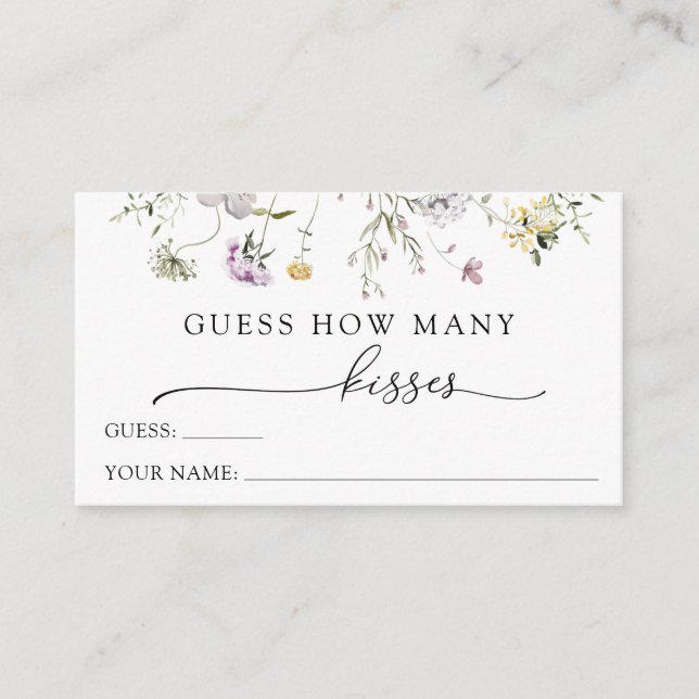 Tarjeta De Recepción Delicado Flor violeta púrpura adivina cuántos beso (Anverso)
