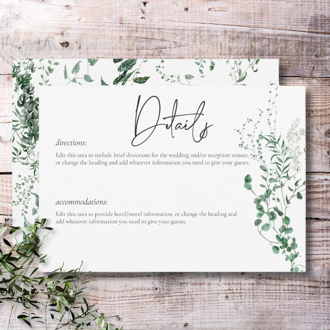 Tarjeta De Recepción Delicado follaje tropical moderno (Delicate Modern Tropical Rainforest Foliage Details Enclosure Card)