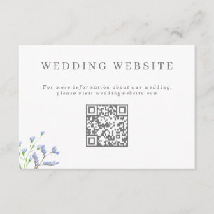 Tarjeta De Recepción Delicado sitio web Boda azul francés código QR Enc