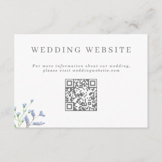 Tarjeta De Recepción Delicado sitio web Boda azul francés código QR Enc