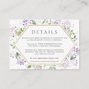 Tarjeta De Recepción Delicados detalles del Boda Lilac Floral Greenerat