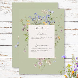 Tarjeta De Recepción Delicados detalles verdes del Boho Wildflowers