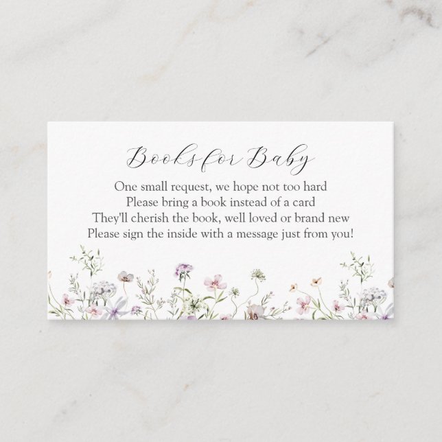 Tarjeta De Recepción Delicados libros de flores silvestres púrpura para (Anverso)