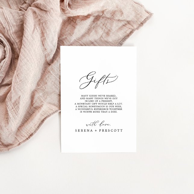 Tarjeta De Recepción Delicados regalos de boda de caligrafía negra (Subido por el creador)