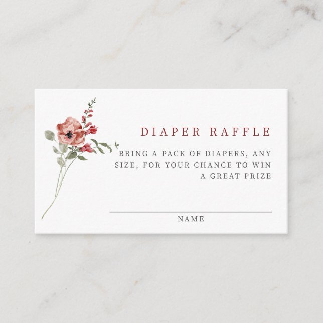 Tarjeta De Recepción Delicate Fall Floral Baby Shower Diaper Raffle (Anverso)