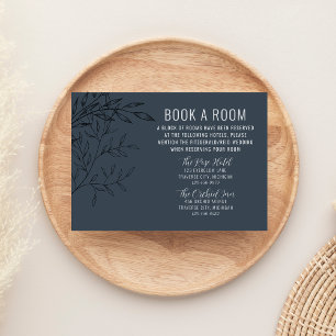 Tarjeta De Recepción Delicate Foliage Azul acero Hoteles boda