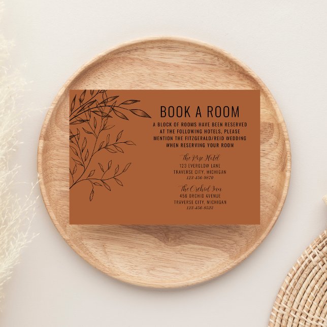 Tarjeta De Recepción Delicate Foliage | Terracota | Hoteles boda (Subido por el creador)