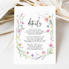 Tarjeta De Recepción Delicate Wildflower Garden Wedding Details
