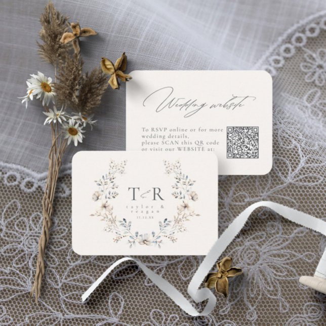 Tarjeta De Recepción Delicate Wildflower Wreath Boda sitio web ID1102 (Subido por el creador)