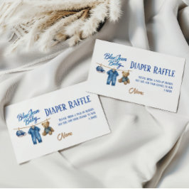 Tarjeta De Recepción Denim Bear Blue Jean Baby Shower Diaper Raffle