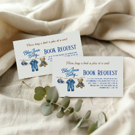 Tarjeta De Recepción Denim Bear Blue Jean Baby Shower Solicitud de libr