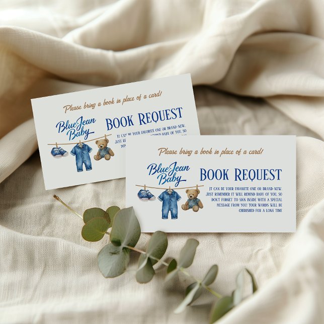 Tarjeta De Recepción Denim Bear Blue Jean Baby Shower Solicitud de libr (Subido por el creador)